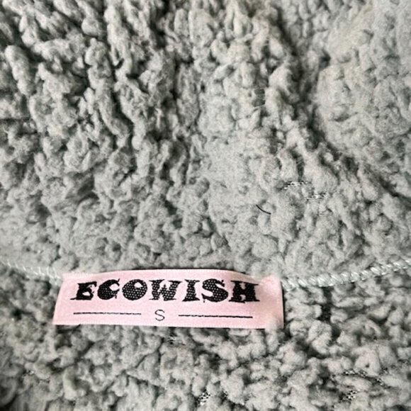 BUNDLE 3 FOR $18-Ecowish Women Small Pale Green Faux Fuzzy Sherpa Collar Bomber - Picture 5 of 13